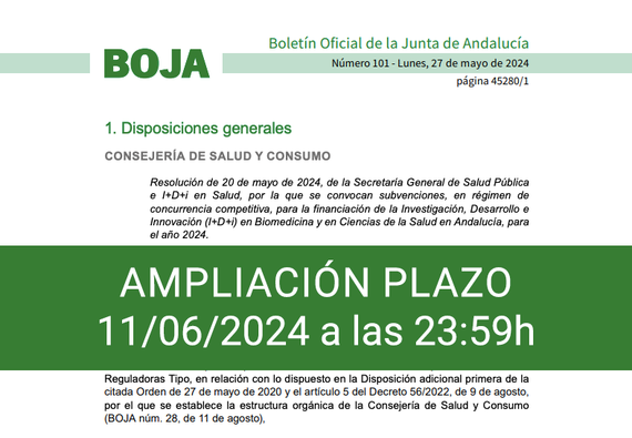 AMPLIADO EL PLAZO: Convocatoria de subvenciones de la Consejería de Salud y Consumo 2024