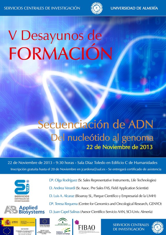 V Desayunos de FORMACIÓN Secuenciación de ADN Del nucleótido al genoma